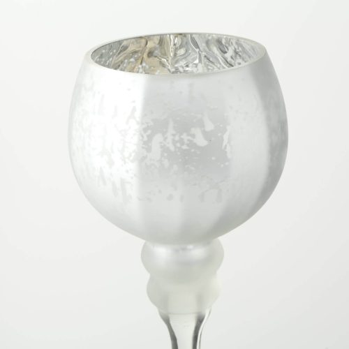 Glas Windlicht silber-matt